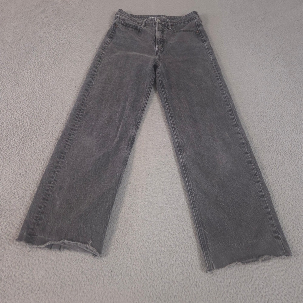 Old Navy Jeans Womens 6 Sky-Hi Wide-Leg Cut-Off Extra High-Waist Raw Hem Denim